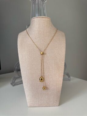 Delicate Gold Drop Lariat Necklace - Women's Fashion Jewelry
